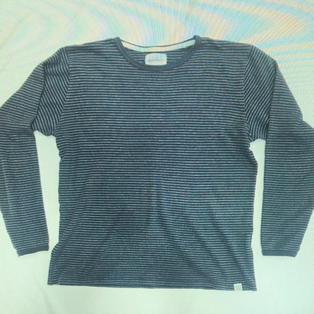 Women's Striped Long Sleeve Top - Black and Gray